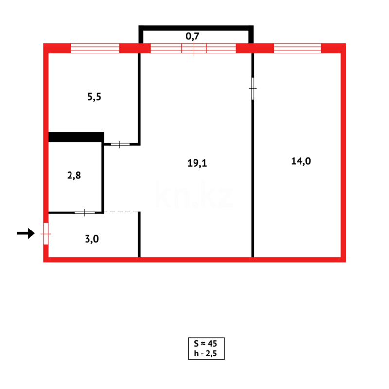Продажа 2-комнатной квартиры, 45 м² - Продажа двухкомнатных квартир в Майкудуке Караганды - страница 10 фото 6 из 6
