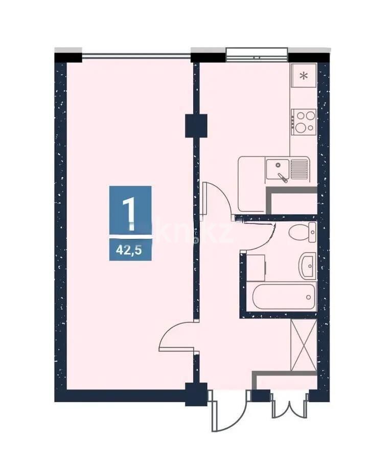 Продажа 1-комнатной квартиры, 42.5 м² - Продажа однокомнатных квартир в панельном доме в Алматы - страница 21 фото 1 из 1