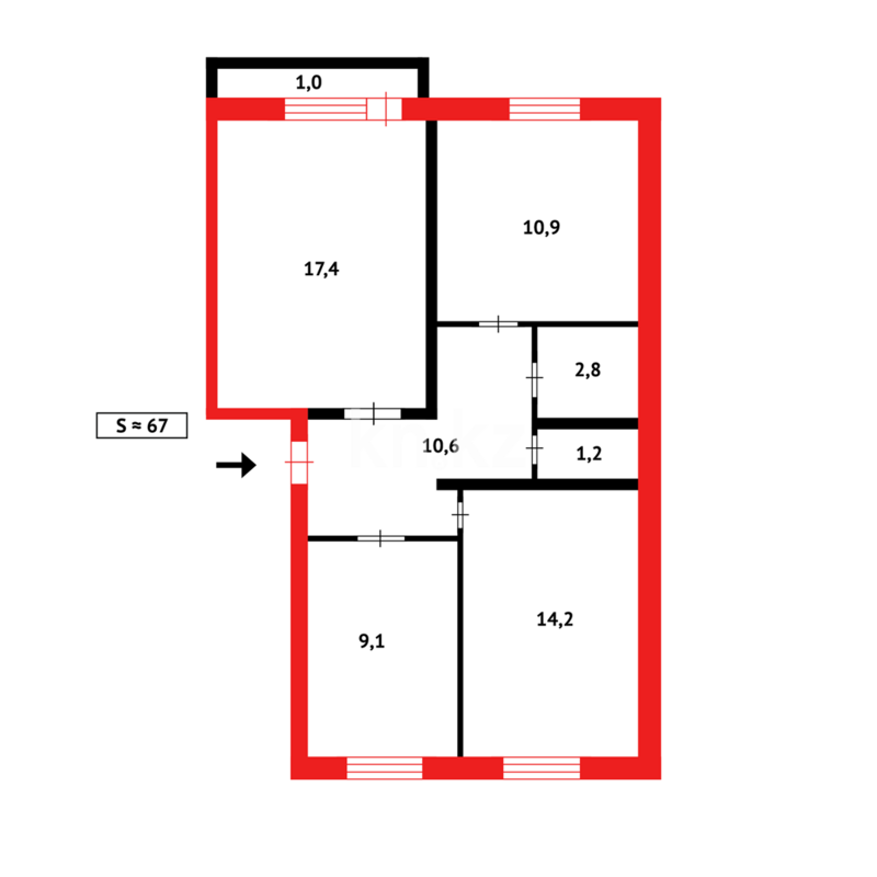 Продажа 3-комнатной квартиры, 67 м² - Продажа трехкомнатных квартир в Темиртау - страница 7 фото 16 из 16