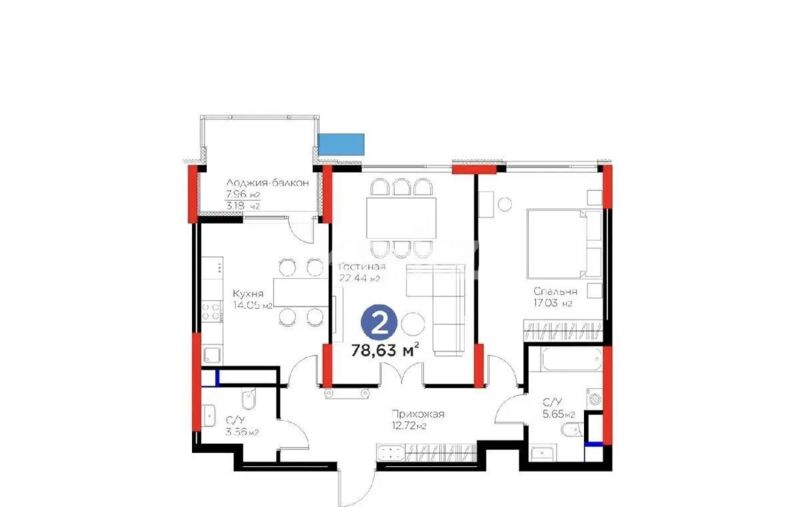 Продажа 2-комнатной квартиры, 80 м² - Продажа двухкомнатных квартир в р-не Есиль Астаны - страница 41 фото 1 из 1