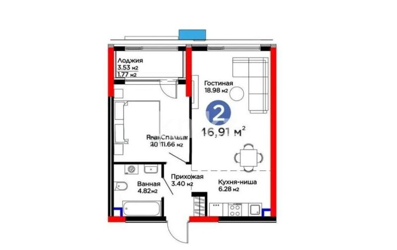 Продажа 2-комнатной квартиры, 46.91 м² - Продажа двухкомнатных квартир в монолитно-каркасном доме в Астане - страница 6 фото 1 из 1