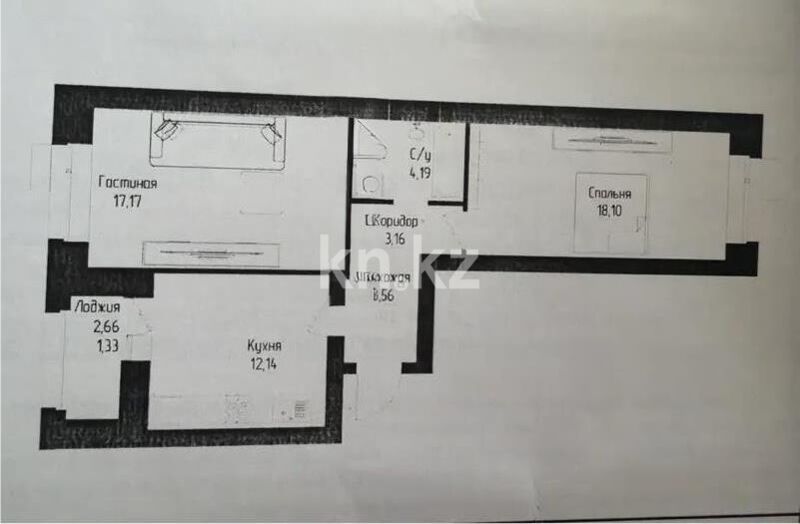 Продажа 2-комнатной квартиры, 59.43 м² - Продажа квартир в кирпичном доме в Астане - страница 172 фото 1 из 1