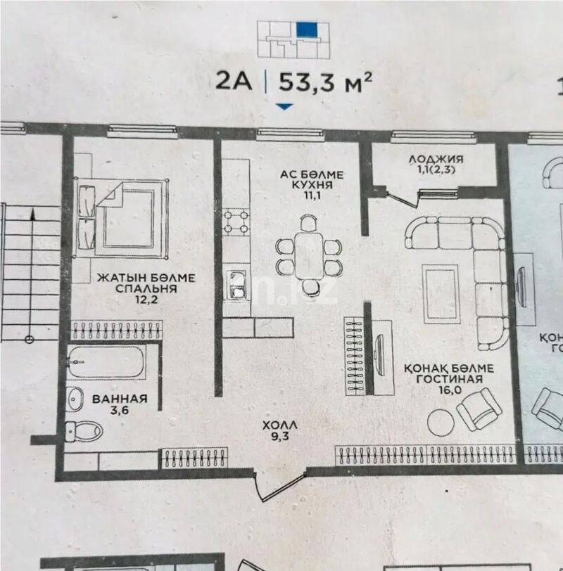 Продажа 3-комнатной квартиры, 54 м² - Продажа трехкомнатных квартир в Наурызбайском р-не Алматы - страница 10 фото 1 из 1