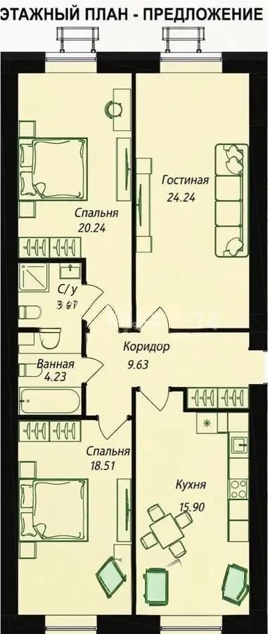 Продажа 3-комнатной квартиры, 98 м² - Продажа трехкомнатных квартир в кирпичном доме в Казахстане - страница 48 фото 1 из 1