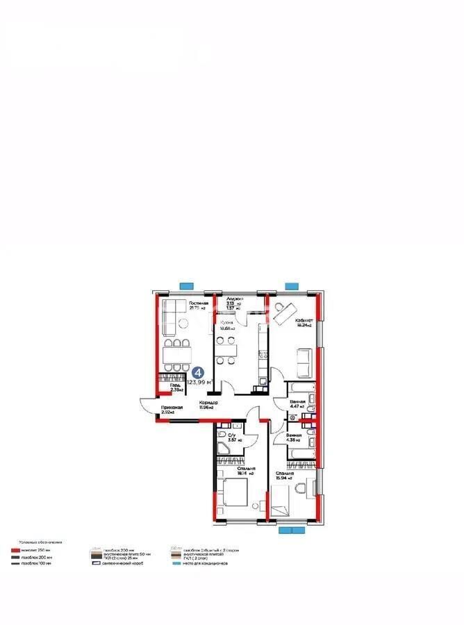 Продажа 4-комнатной квартиры, 124 м² - Продажа квартир в монолитном доме в Алматы - страница 23 фото 1 из 1