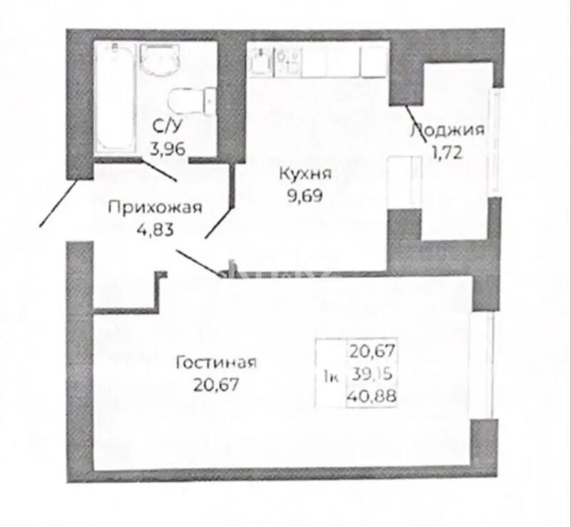 Продажа 1-комнатной квартиры, 40.88 м² - Продажа однокомнатных квартир в кирпичном доме в Казахстане - страница 67 фото 1 из 1