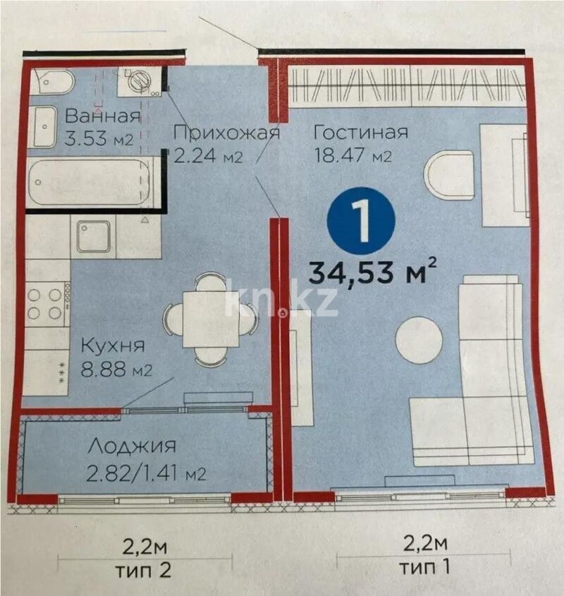 Продажа 1-комнатной квартиры, 35 м² - Продажа однокомнатных квартир в Астане - страница 52 фото 1 из 1