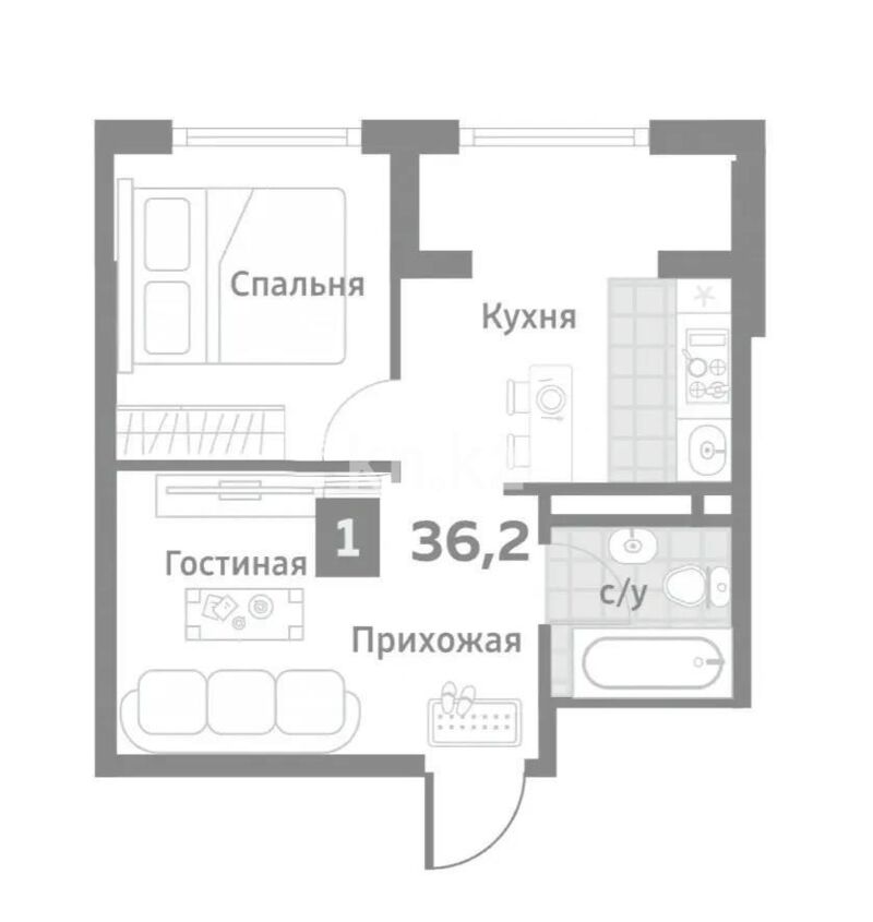 Продажа 1-комнатной квартиры, 37.9 м² - Продажа квартир в Казахстане - страница 32 фото 1 из 1