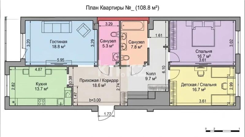 Продажа 3-комнатной квартиры, 109 м² - Продажа квартир в монолитно-каркасном доме в Астане - страница 19 фото 5 из 5