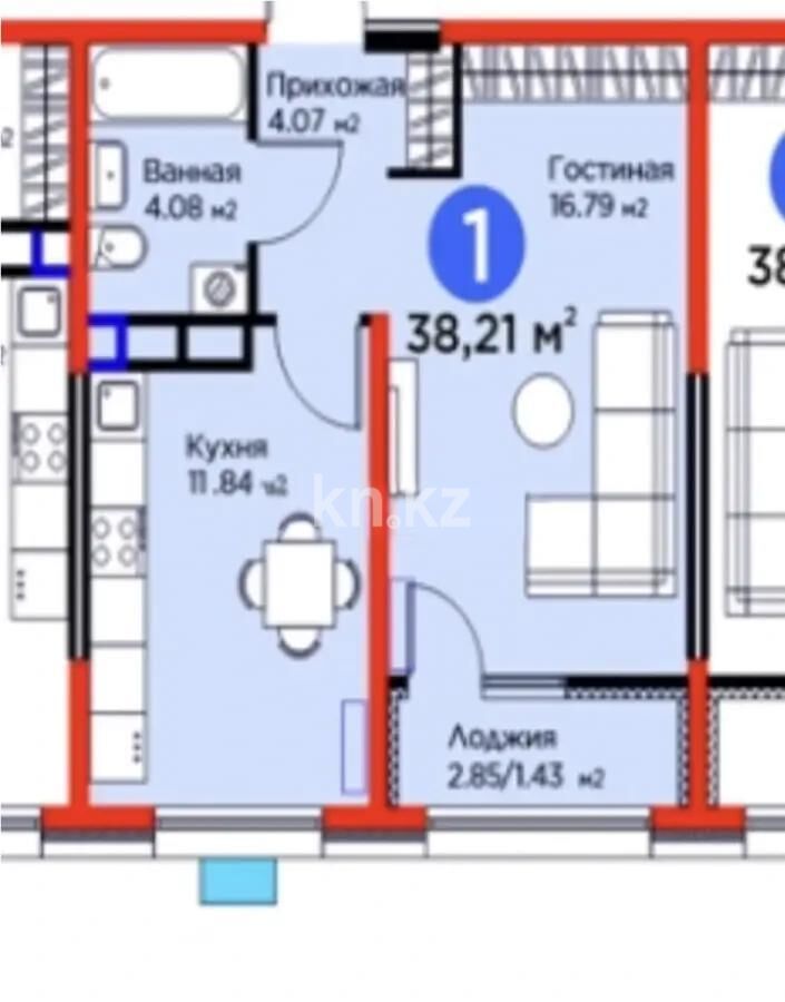 Продажа 1-комнатной квартиры, 38.21 м² - Продажа однокомнатных квартир в Алатауском р-не Алматы - страница 26 фото 1 из 1