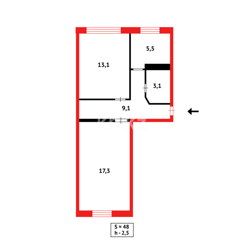 Продажа 2-комнатной квартиры, 48 м² - Продажа двухкомнатных квартир в панельном доме в Темиртау - страница 9 фото 10 из 10