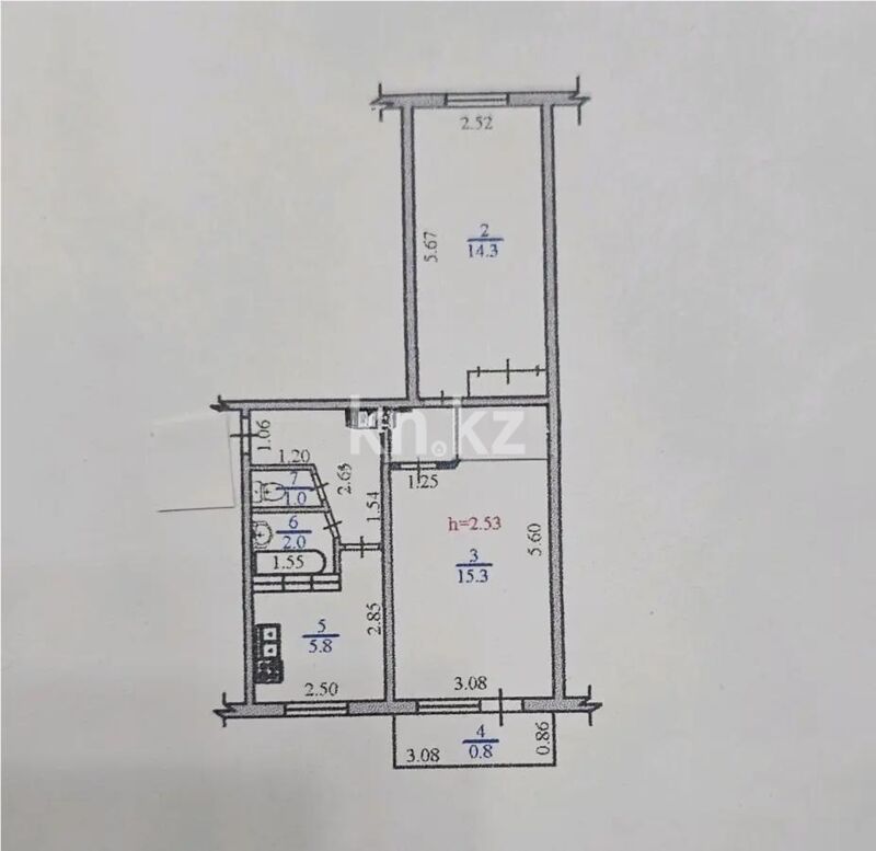 Продажа 2-комнатной квартиры, 45.7 м² - Продажа квартир в кирпичном доме в Алматы - страница 13 фото 1 из 1