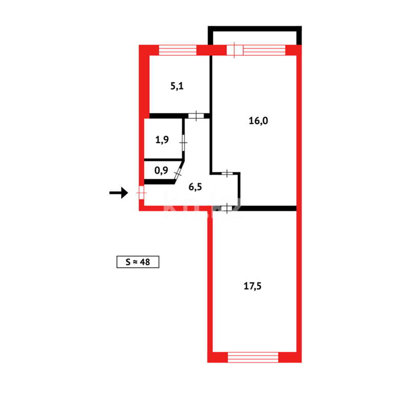 Продажа 2-комнатной квартиры, 48 м² - Продажа двухкомнатных квартир в панельном доме в Казахстане - страница 93 фото 8 из 8