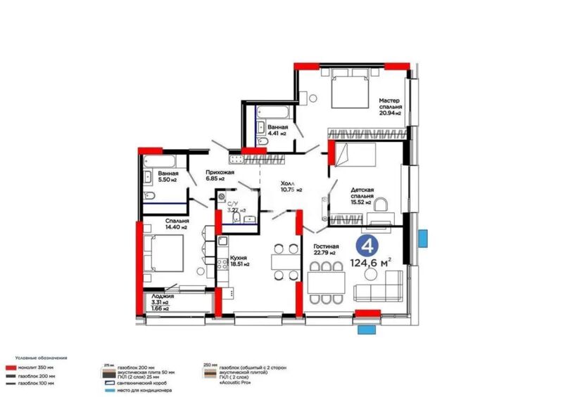 Продажа 4-комнатной квартиры, 125 м² - Продажа квартир в блочном доме в Астане - страница 159 фото 4 из 4