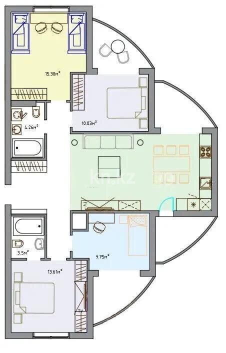 Продажа 4-комнатной квартиры, 110 м² - Продажа четырехкомнатных квартир в Наурызбайском р-не Алматы фото 7 из 7