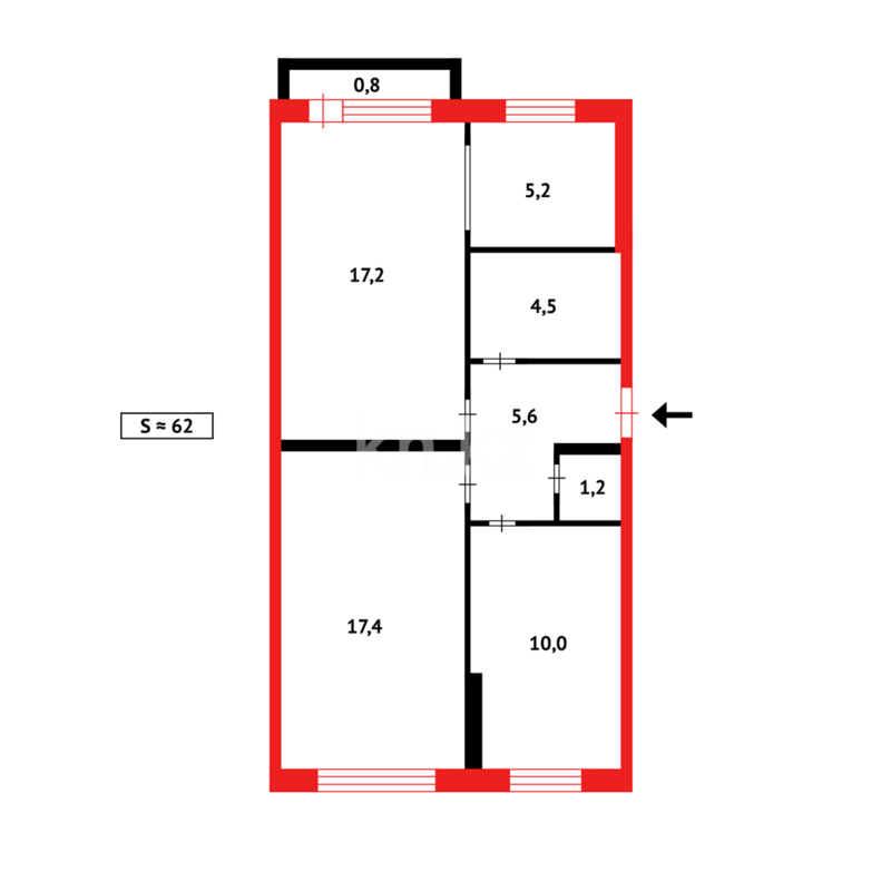 Продажа 3-комнатной квартиры, 62 м² - Продажа трехкомнатных квартир в Темиртау - страница 4 фото 12 из 12