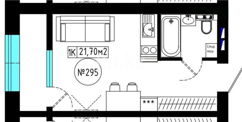 Продажа 1-комнатной квартиры, 21.7 м² - Продажа однокомнатных квартир в блочном доме в Казахстане - страница 48 фото 1 из 1