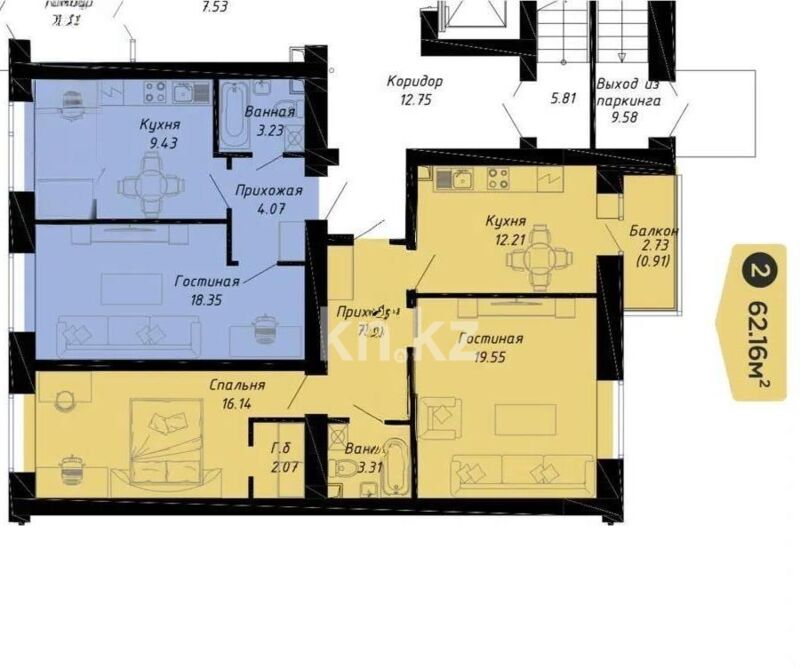 Продажа 2-комнатной квартиры, 62 м² - Продажа квартир в Казахстане - страница 11 фото 1 из 1