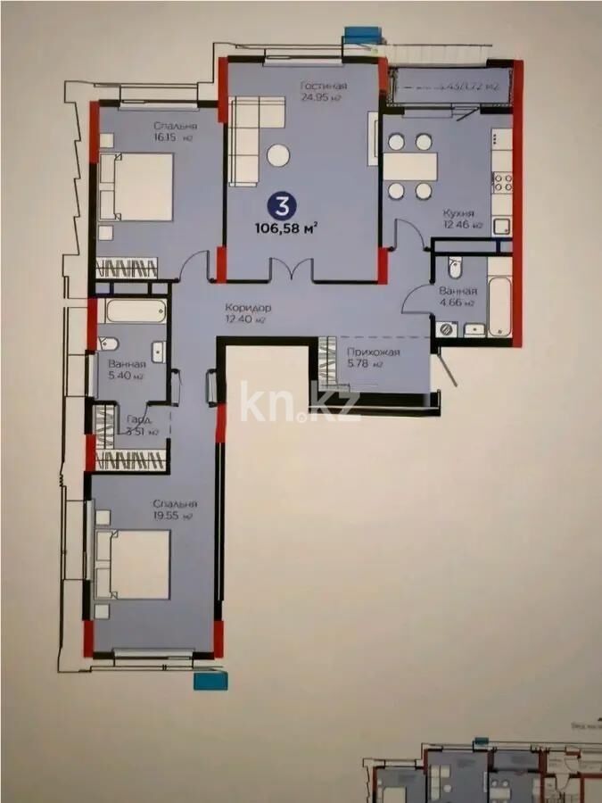 Продажа 3-комнатной квартиры, 106.58 м² - Продажа квартир в новостройках Астаны - страница 13 фото 5 из 5