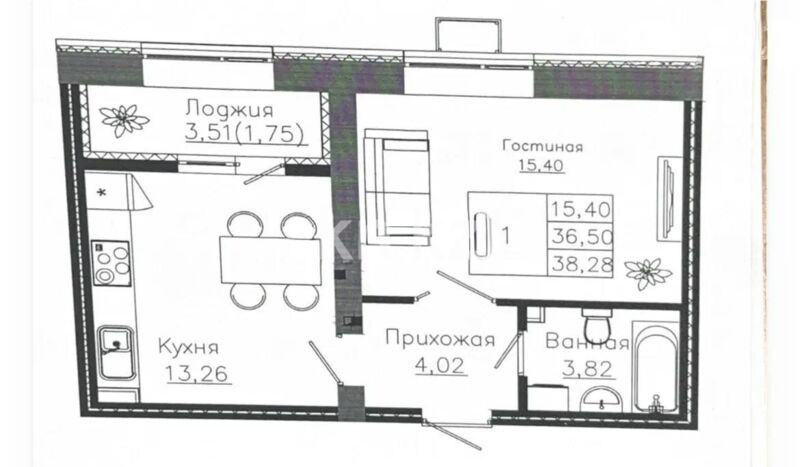 Продажа 1-комнатной квартиры, 38.28 м² - Продажа однокомнатных квартир в Астане - страница 17 фото 1 из 1