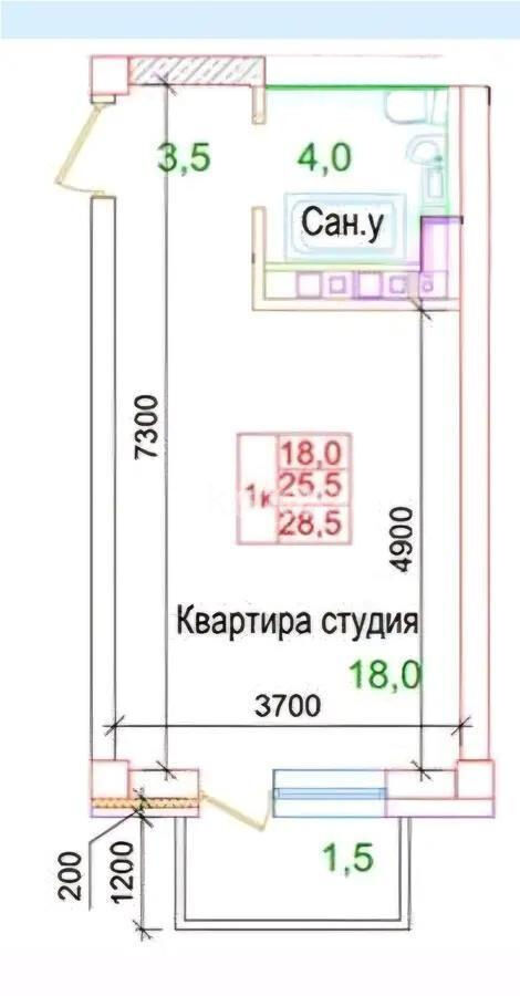 Продажа 1-комнатной квартиры, 25.9 м² - Продажа однокомнатных квартир в кирпичном доме в Алматы - страница 16 фото 1 из 1