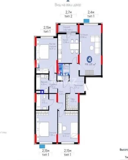 Продажа 4-комнатной квартиры, 118.43 м² - Продажа четырехкомнатных квартир в монолитно-каркасном доме в Казахстане - страница 15 фото 1 из 1
