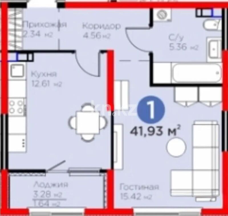 Продажа 1-комнатной квартиры, 41.6 м² - Продажа однокомнатных квартир от собственников в Алматы - страница 3 фото 1 из 1