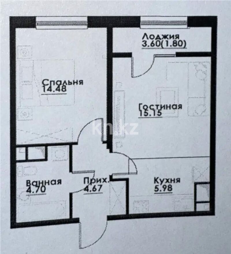 Продажа 2-комнатной квартиры, 46.78 м² - Продажа зданий в Карагандинской области фото 1 из 1