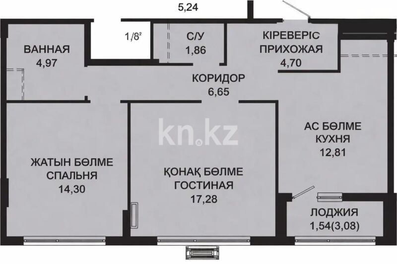 Продажа 2-комнатной квартиры, 64.11 м² - Продажа двухкомнатных квартир в блочном доме в Астане - страница 2 фото 3 из 3
