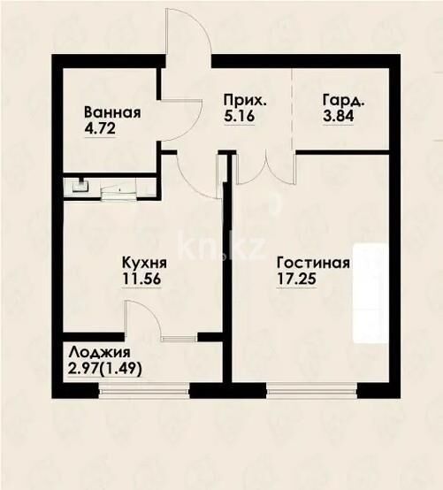 Продажа 1-комнатной квартиры, 44 м² - Продажа однокомнатных квартир в Алмалинском р-не Алматы - страница 3 фото 1 из 1