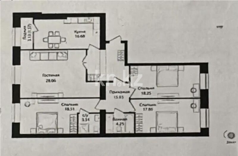 Продажа 4-комнатной квартиры, 123 м² - Продажа квартир в Казахстане - страница 7 фото 1 из 1