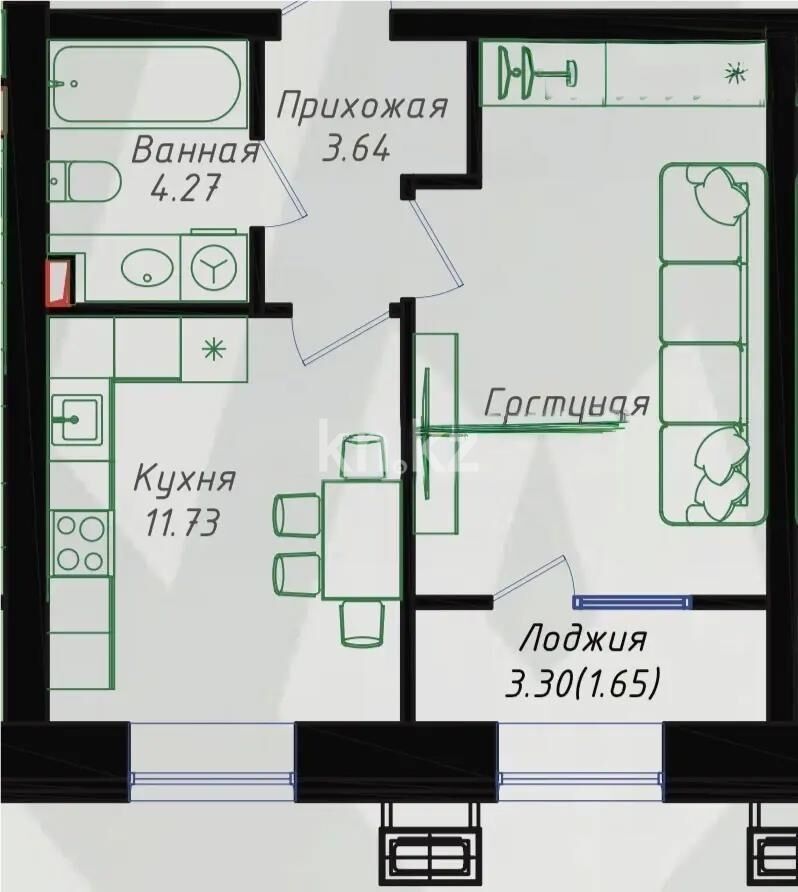 Продажа 1-комнатной квартиры, 36.51 м² - Продажа однокомнатных квартир в р-не Сарайшык Астаны - страница 22 фото 1 из 1