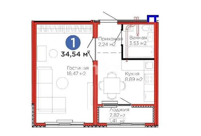 Продажа 1-комнатной квартиры, 34.54 м² - Продажа однокомнатных квартир в блочном доме в Казахстане - страница 54 фото 1 из 1