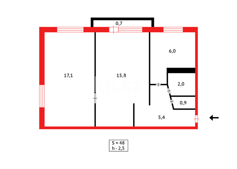 Продажа 3-комнатной квартиры, 48 м² - Продажа трехкомнатных квартир в Караганде - страница 52 фото 3 из 3