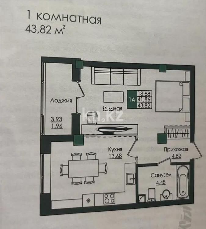 Продажа 2-комнатной квартиры, 44 м² - Продажа двухкомнатных квартир в р-не Есиль Астаны - страница 36 фото 1 из 1
