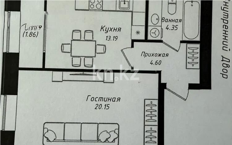 Продажа 1-комнатной квартиры, 44.15 м² - Продажа квартир в кирпичном доме в Астане - страница 21 фото 1 из 2