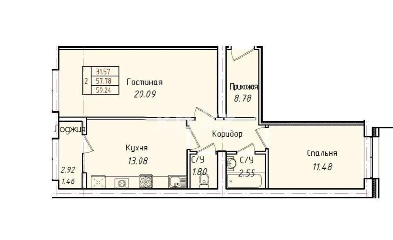 Продажа 2-комнатной квартиры, 60 м² - Продажа двухкомнатных квартир в кирпичном доме в Астане - страница 49 фото 1 из 1