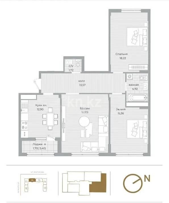 Продажа 3-комнатной квартиры, 94 м² - Продажа квартир в Казахстане - страница 13 фото 1 из 1