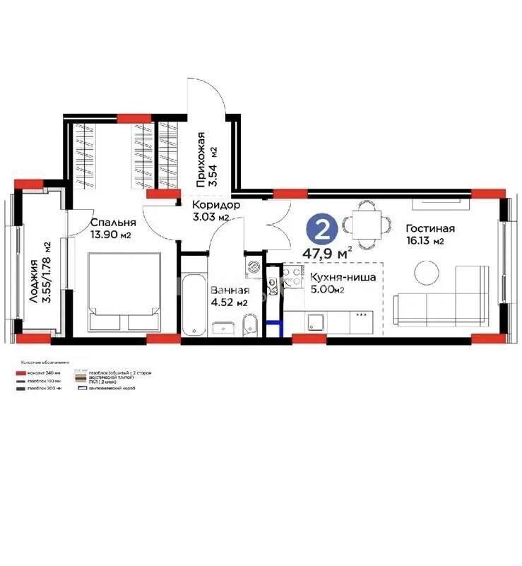 Продажа 2-комнатной квартиры, 47.9 м² - Продажа квартир в р-не Есиль Астаны - страница 37 фото 1 из 1
