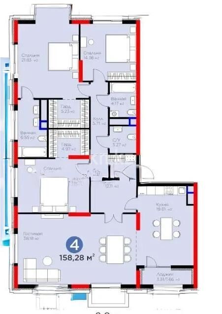 Продажа 4-комнатной квартиры, 158.28 м² - Продажа четырехкомнатных квартир в блочном доме в Казахстане - страница 11 фото 1 из 1