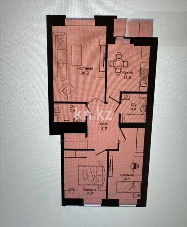 Продажа 3-комнатной квартиры, 80.1 м² - Продажа трехкомнатных квартир в кирпичном доме в Астане - страница 3 фото 1 из 1