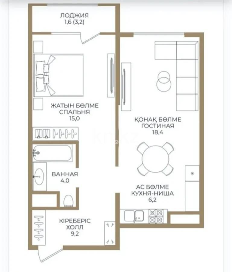 Продажа 2-комнатной квартиры, 54.4 м² - Продажа двухкомнатных квартир в Бостандыкском р-не Алматы - страница 31 фото 1 из 1