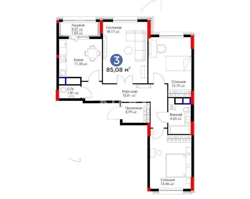 Продажа 3-комнатной квартиры, 85 м² - Продажа трехкомнатных квартир в блочном доме в Казахстане - страница 29 фото 8 из 8