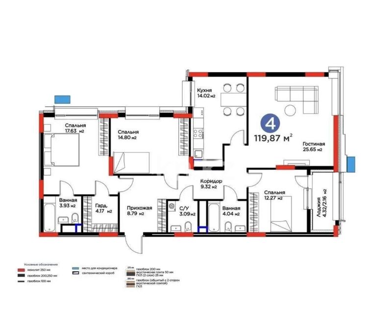 Продажа 4-комнатной квартиры, 119.89 м² - Продажа квартир в блочном доме в Астане - страница 2 фото 1 из 1