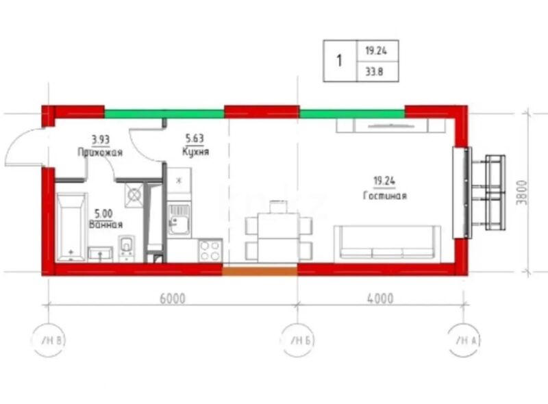 Продажа 1-комнатной квартиры, 33.8 м² - Продажа квартир от собственников в Алматы - страница 7 фото 1 из 1