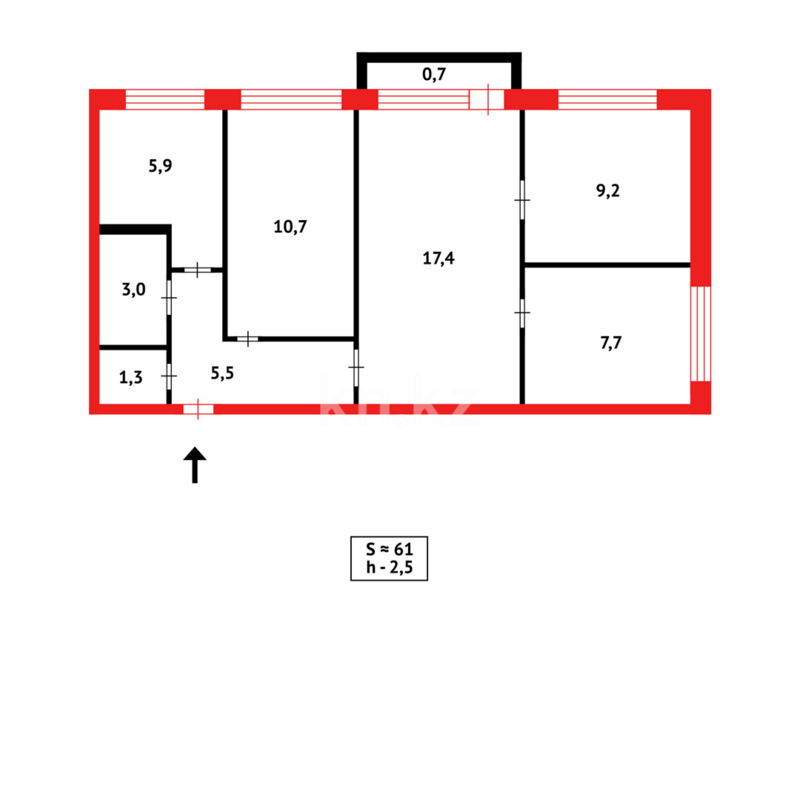 Продажа 4-комнатной квартиры, 62 м² - Продажа четырехкомнатных квартир в панельном доме в Караганде - страница 6 фото 15 из 15