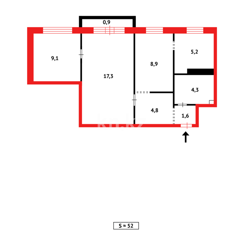 Продажа 3-комнатной квартиры, 52 м² - Продажа трехкомнатных квартир в Темиртау - страница 3 фото 14 из 14