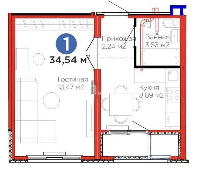 Продажа 1-комнатной квартиры, 35 м² - Недвижимость в Астане - страница 28 фото 1 из 1