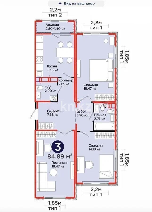 Продажа 3-комнатной квартиры, 85 м² - Продажа  трехкомнатных квартир в новостройках Астаны - страница 6 фото 1 из 1