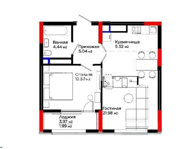 Продажа 2-комнатной квартиры, 51.47 м² - Продажа двухкомнатных квартир в р-не Нура Астаны фото 1 из 1
